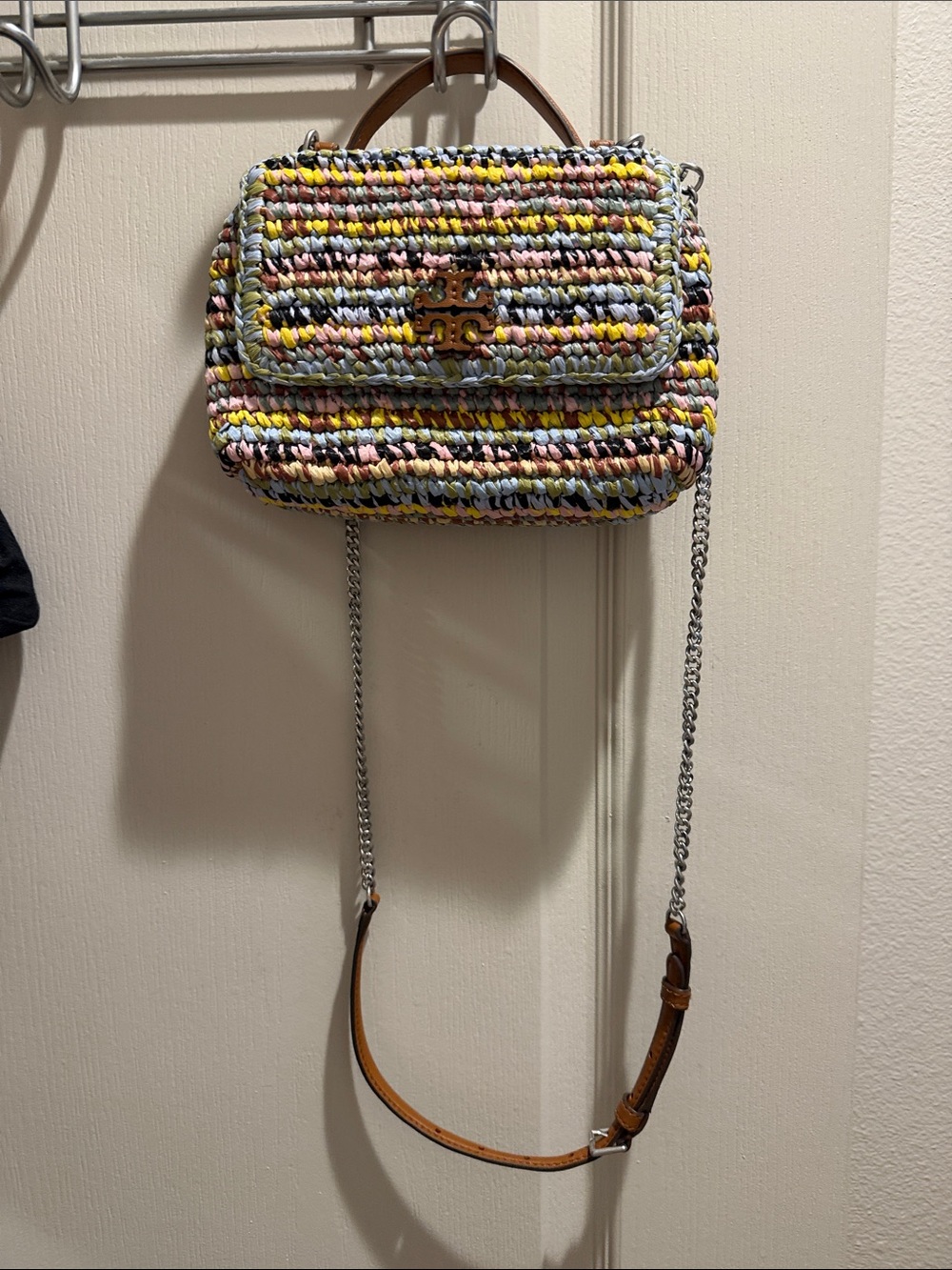 Tory Burch Pastel Multicolor Woven Raffia Crossbody - Picture 2 of 5